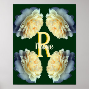 Póster Inicial de Monograma Personalizado con Rosas Amari
