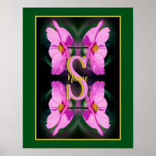Póster Inicial de monograma personalizado Nombre Rosa Cos