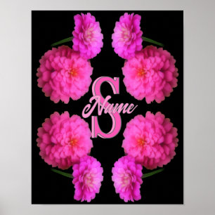 Póster Inicial de Monograma Personalizado Nombre Zinnia A