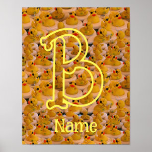 Póster Inicial de Monograma Personalizado Patitos de Goma