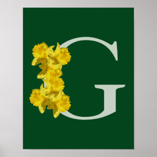 Póster Inicial G de Monograma de Narciso Personalizado