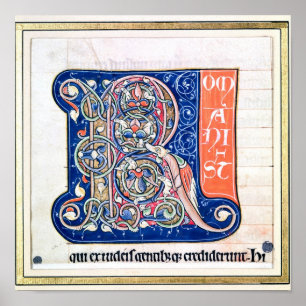 Póster Inicial "R" 2 de Historiated