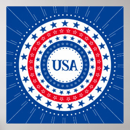 Póster Iniciales o monograma de las estrellas azules, roj