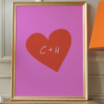 Póster Iniciales personalizadas de amor de corazón rojo r<br><div class="desc">Celebra tu amor con este Personalizado de Iniciales de arte de pared cardíaca, disponible como una opción para descargar o imprimir. Con un corazón rojo audaz contra un fondo rosado vibrante, esta pieza puede ser personalizada con sus iniciales para un toque sincero y único. Perfecto para aniversarios, el día de...</div>