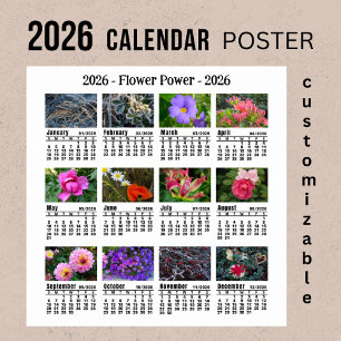 Póster Inicio del calendario de flores personalizados de
