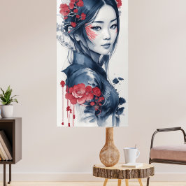 Póster Ink drawing of Vietnamese Lady