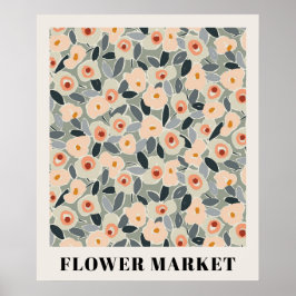 Póster Inky Floral Flower Market Pattern- Sunlit Meadow