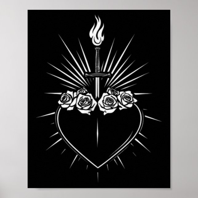 Póster Inmaculado Corazón De María Hombres Mujeres Virgen (Frente)