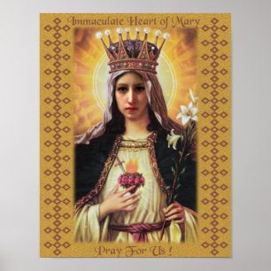 Póster Inmaculado Corazón de María Imagen Devocional.