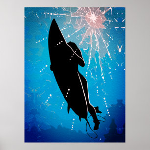 Póster Inmersión profunda: el viaje submarino del surfist