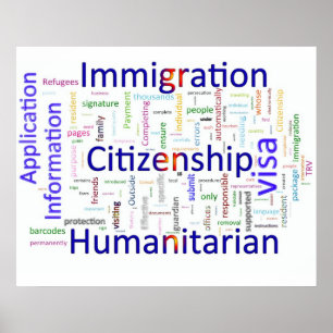 Póster Inmigración y texto relacionado de la ciudadanía