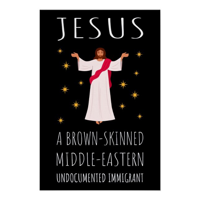 Póster Inmigrante indocumentado de piel morena de Jesús (Anverso)