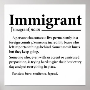 Póster Inmigrantes en definición divertida