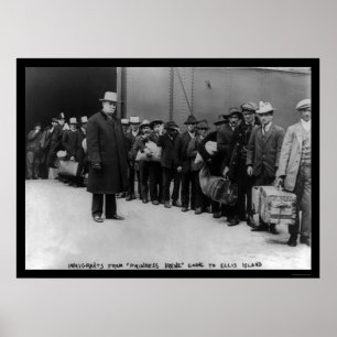 Póster Inmigrantes que van a la isla de Ellis 1911
