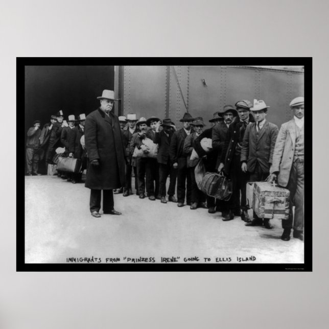 Póster Inmigrantes yendo a Ellis Island 1911 (Frente)