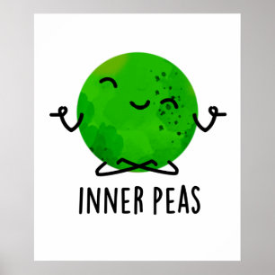 Póster Inner Peas Funny Meditando Pea Pun