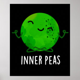 Póster Inner Peas Funny Meditando Pea Pun Dark BG