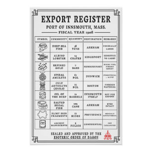 Póster Innsmouth Shipping Manifest Vintage Deep Sea