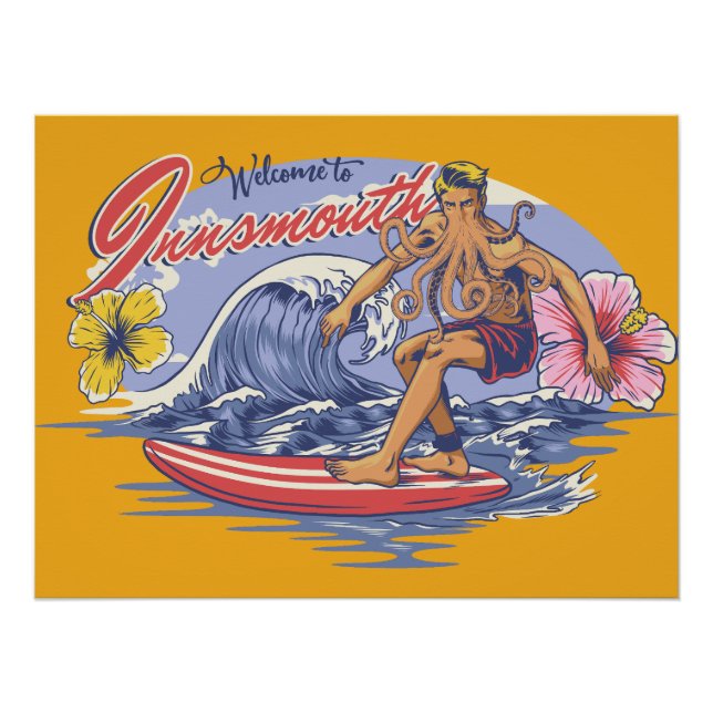 Póster Innsmouth Surfing Lovecraft (Anverso)