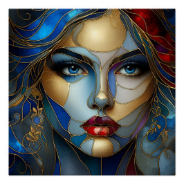 Póster Inocencia radiante - Estilo de vidrio manchado