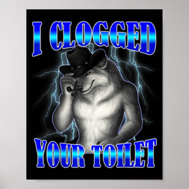 Póster Inodoro atascado divertido alpha wolf meme brainro (Frente)