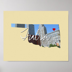 Póster Inscripción y nombre de la ciudad de Oklahoma Stat