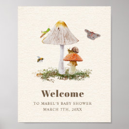 Póster Insect Mushroom Woodland Nature Baby Shower