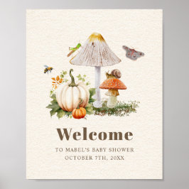 Póster Insect Mushroom Woodland Pumpkin Baby Shower