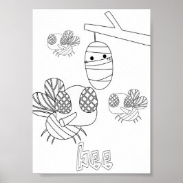 Póster Insectos Abejas Para Colorear Lindos
