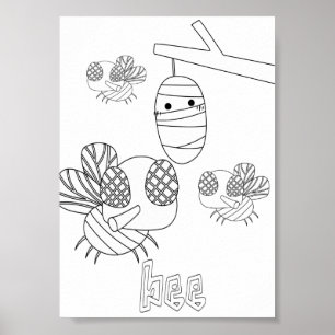 Póster Insectos Abejas Para Colorear Lindos