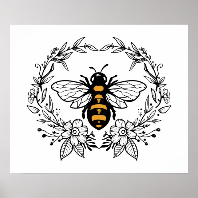 Póster insectos adoradores de abejas lindas (Frente)