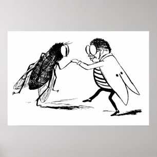 Póster Insectos antiguos bailando; Mosca azulada