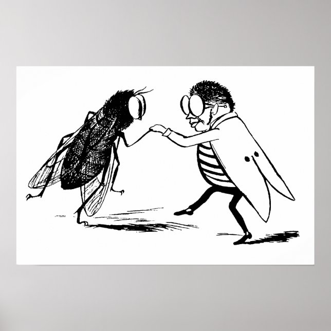 Póster Insectos antiguos bailando; Mosca azulada (Frente)