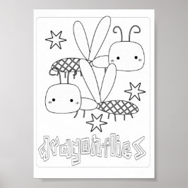 Póster Insectos de colorear lindos libélulas