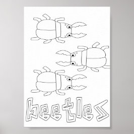Póster Insectos Escarabajos Para Colorear Lindos