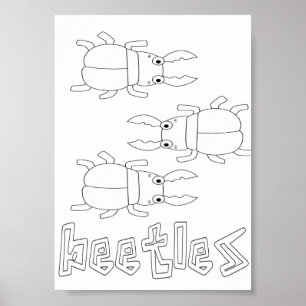 Póster Insectos Escarabajos Para Colorear Lindos