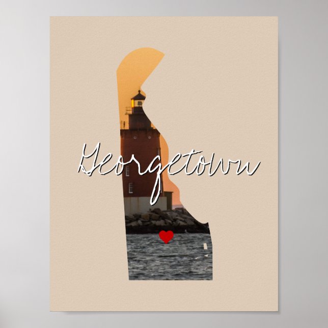 Póster Inserción de foto estatal de Delaware y nombre de  (Frente)