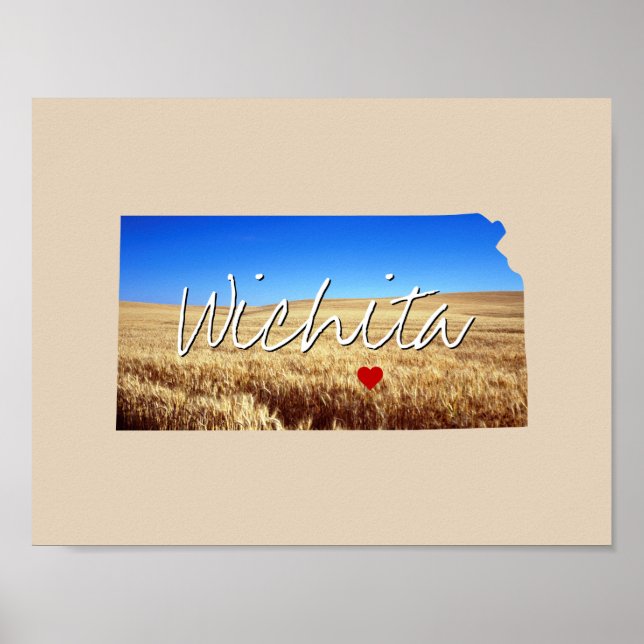 Póster Inserción de foto estatal de Kansas y nombre de ci (Frente)