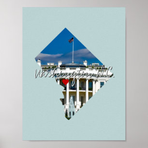 Póster Inserción de foto estatal en Washington DC y nombr