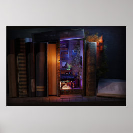 Póster Inserción en una estantería en miniatura - lectura