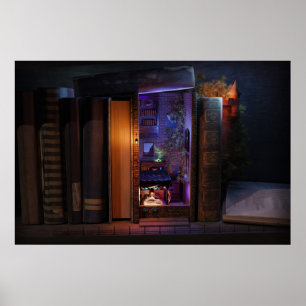 Póster Inserción en una estantería en miniatura - lectura