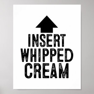 Póster Insertar crema batida Flecha divertida apuntando a