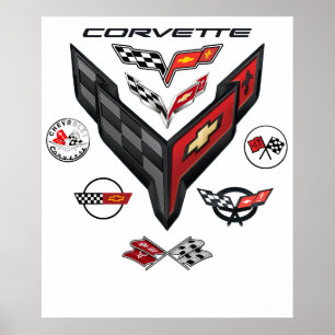 PÓSTER INSIGNIA DE 8 GENERACIONES DE CORVETTE