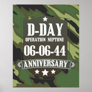 Póster Insignia de aniversario del Día D con camuflaje