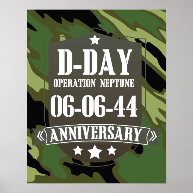 Póster Insignia de aniversario del Día D con camuflaje (Frente)