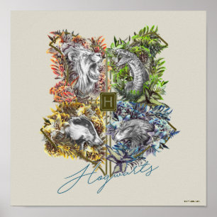 Póster Insígnia de HOGWARTS™ con Gráfica Floral