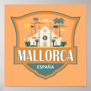 Póster Insignia de viaje retro de Mallorca España