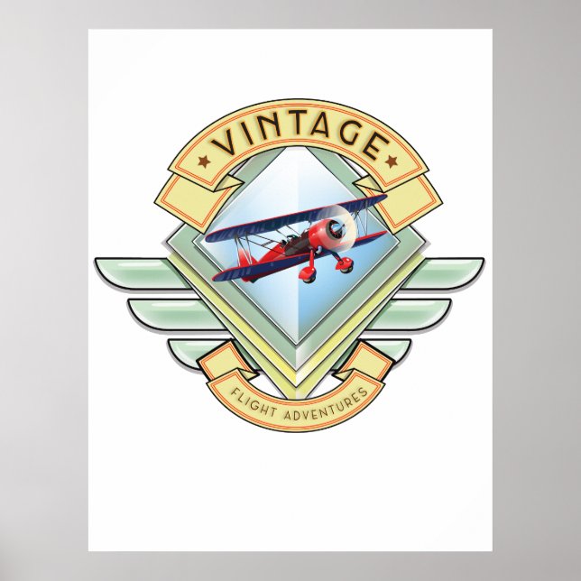Póster Insignia de vuelo de estilo vintage (Frente)