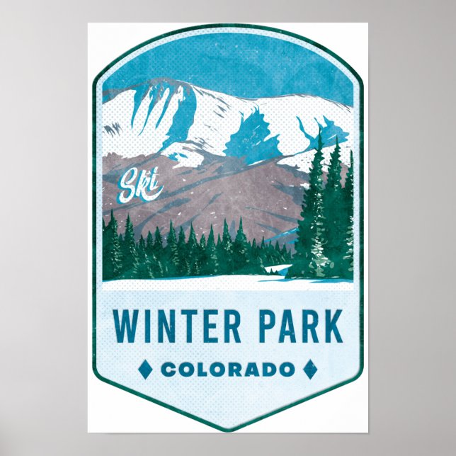 Póster Insignia para esquiar de Winter Park Colorado (Frente)