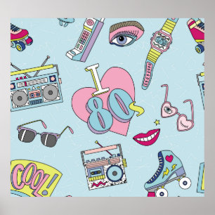 Póster Insignias de parche retro, patrón de estilo de los